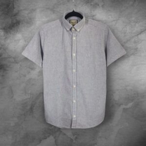 Camisa Manga Curta Slim Fit Oxford Button Down LN7