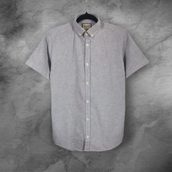 Camisa Manga Curta Slim Fit Oxford Button Down LN7