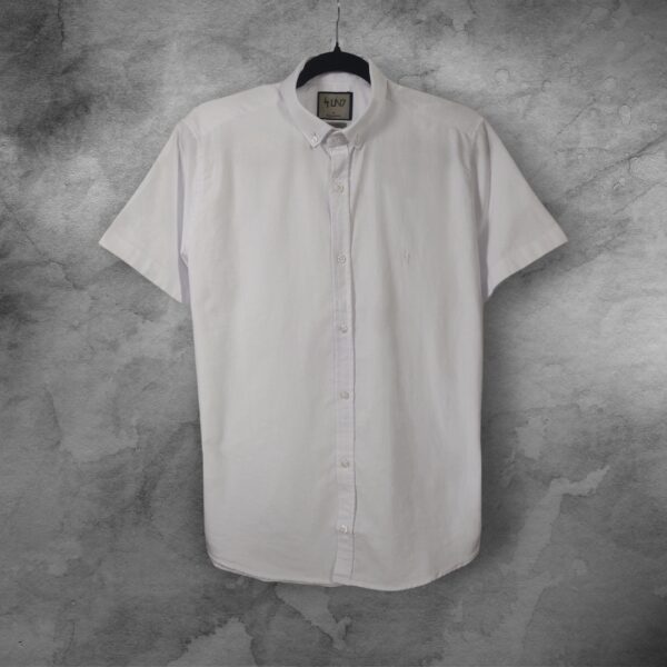 Camisa Manga Curta Slim Fit Oxford Button Down LN7 - Imagem 2