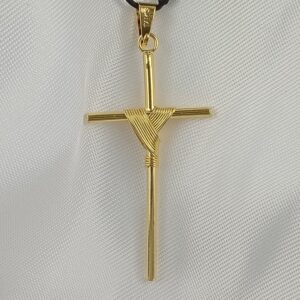 Pingente Cruz Grande T Folheado Ouro